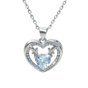 Sterling Silver Deer Antler Heart Necklace