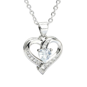 Sterling Silver Double Heart Pendant Necklace