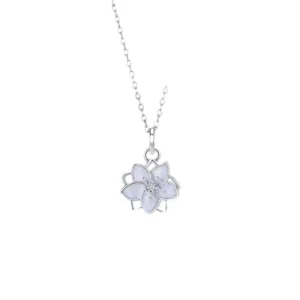 Mother of Pearl Flower Silver Necklace