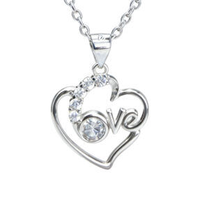 925 Sterling Silver Love Heart Birthstone Necklaces