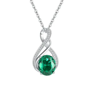  Emerald Wrapped Silver Necklace