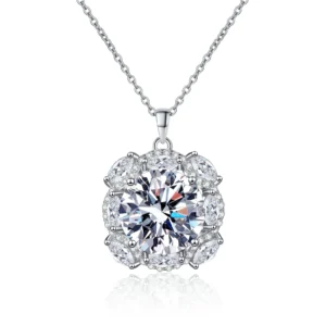 Blooming Flower Diamond Silver Necklace